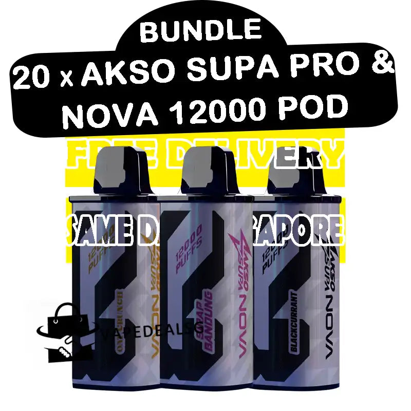20PCS AKSO SUPA PRO & NOVA 12000 CARTRIDGE BUNDLE | VapeDealSG