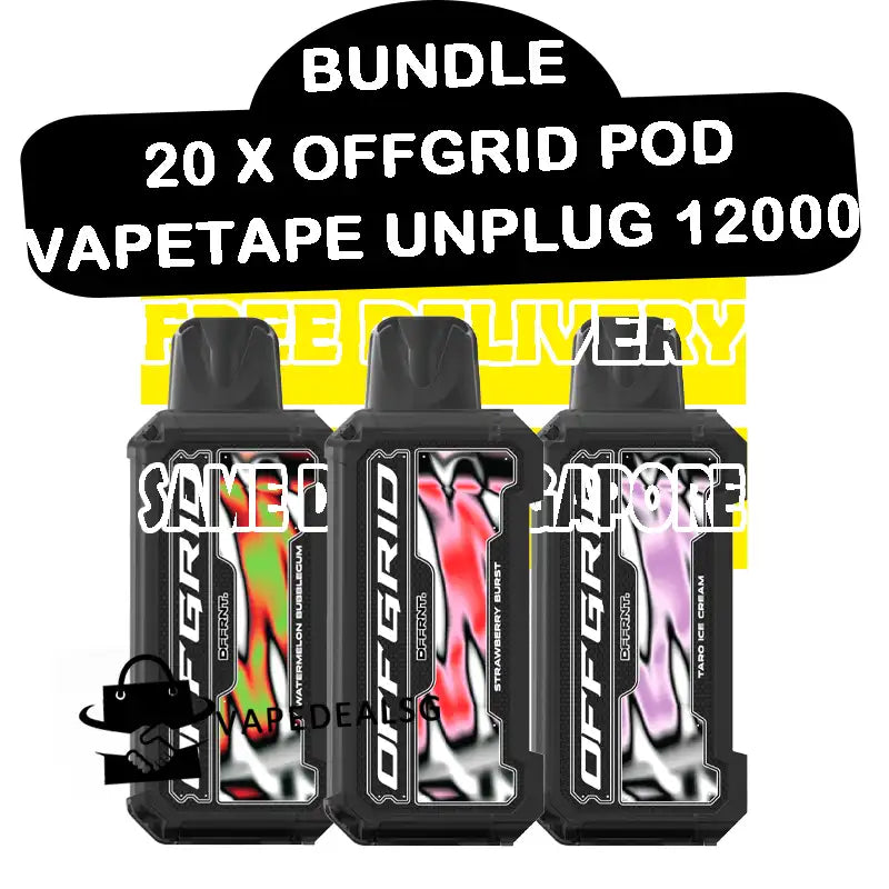 20pcs-offgrid-vapetape-unplug-12000-puffs-cartridge-pod-bundle-vapedealsg-singapore