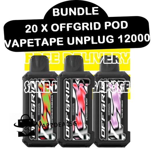 20pcs-offgrid-vapetape-unplug-12000-puffs-cartridge-pod-bundle-vapedealsg-singapore